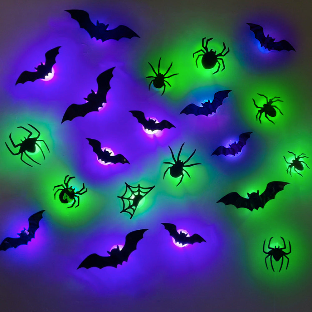 3D Spider Bat LED Flashing Wall Stickers Decoration